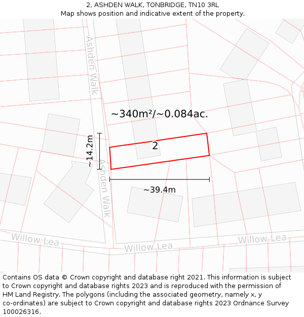 2, ASHDEN WALK, TONBRIDGE, TN10 3RL: Plot and title map