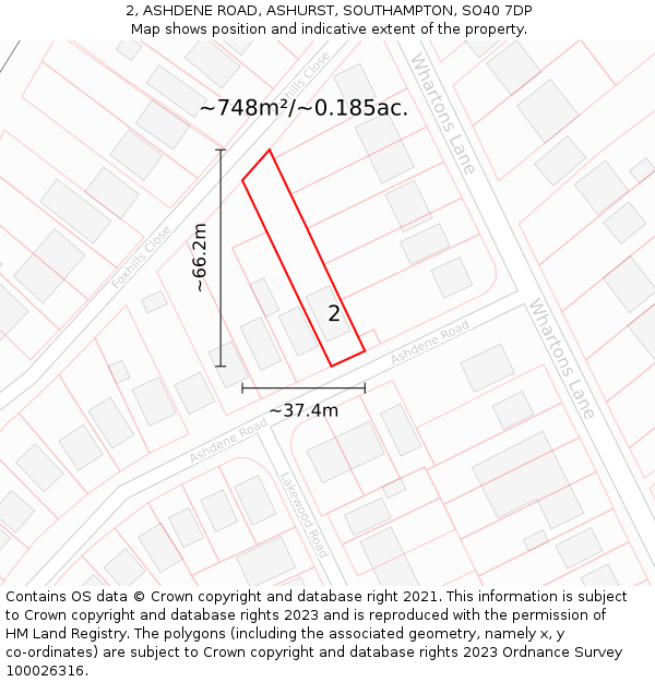 2, ASHDENE ROAD, ASHURST, SOUTHAMPTON, SO40 7DP: Plot and title map