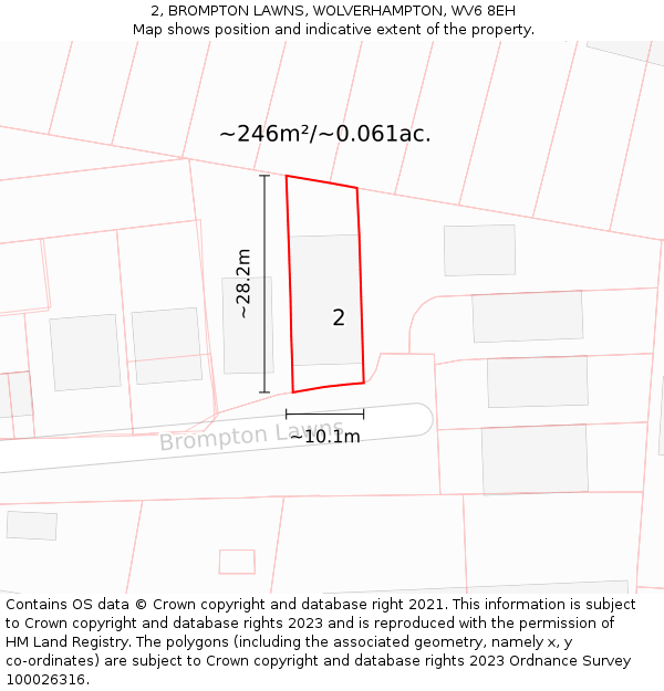 2, BROMPTON LAWNS, WOLVERHAMPTON, WV6 8EH: Plot and title map