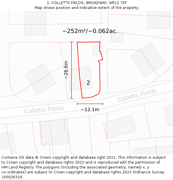 2, COLLETTS FIELDS, BROADWAY, WR12 7AT: Plot and title map