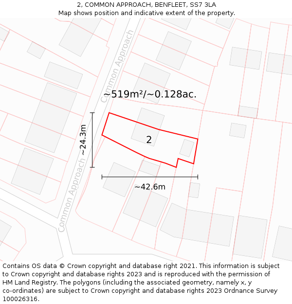2, COMMON APPROACH, BENFLEET, SS7 3LA: Plot and title map