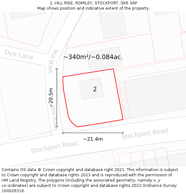 2, HILL RISE, ROMILEY, STOCKPORT, SK6 3AP: Plot and title map