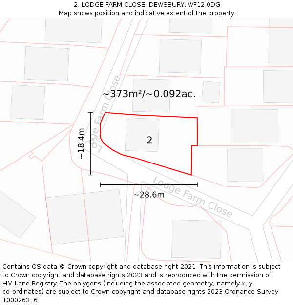 2, LODGE FARM CLOSE, DEWSBURY, WF12 0DG: Plot and title map