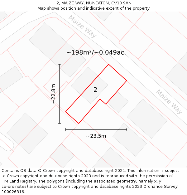 2, MAIZE WAY, NUNEATON, CV10 9AN: Plot and title map