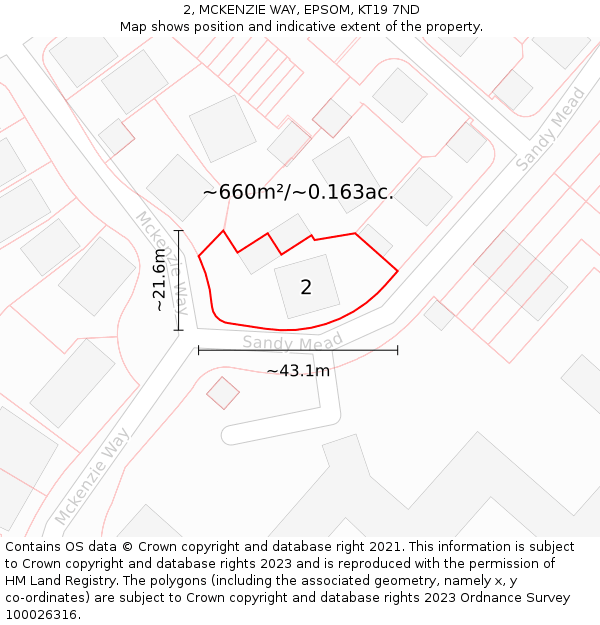 2, MCKENZIE WAY, EPSOM, KT19 7ND: Plot and title map