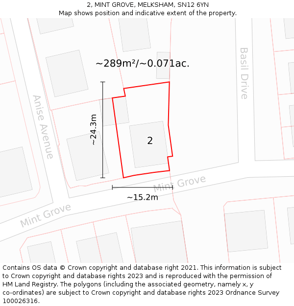 2, MINT GROVE, MELKSHAM, SN12 6YN: Plot and title map