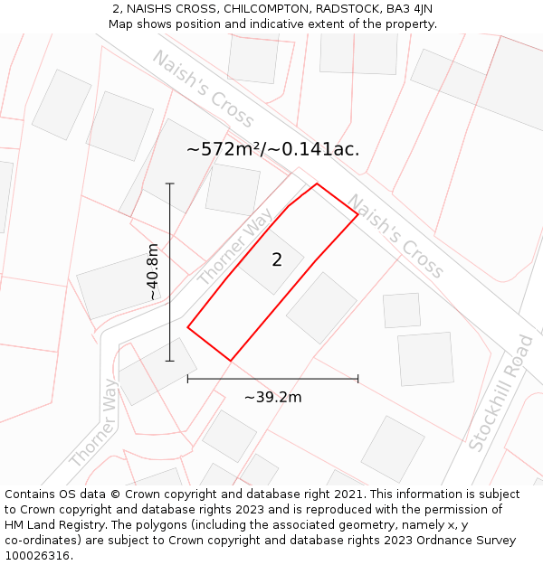 2, NAISHS CROSS, CHILCOMPTON, RADSTOCK, BA3 4JN: Plot and title map
