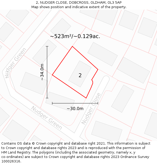 2, NUDGER CLOSE, DOBCROSS, OLDHAM, OL3 5AP: Plot and title map