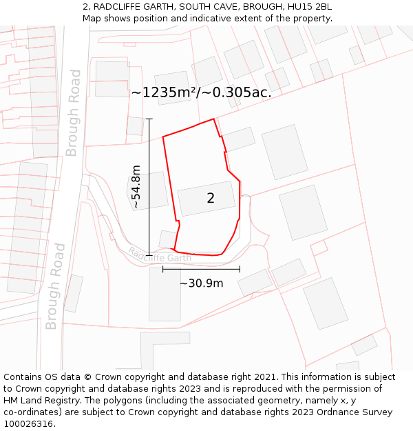 2, RADCLIFFE GARTH, SOUTH CAVE, BROUGH, HU15 2BL: Plot and title map