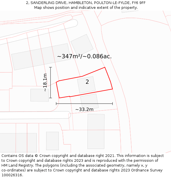 2, SANDERLING DRIVE, HAMBLETON, POULTON-LE-FYLDE, FY6 9FF: Plot and title map