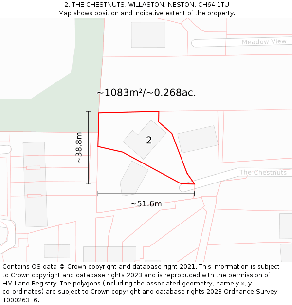 2, THE CHESTNUTS, WILLASTON, NESTON, CH64 1TU: Plot and title map