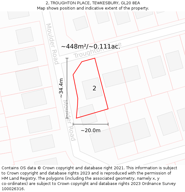 2, TROUGHTON PLACE, TEWKESBURY, GL20 8EA: Plot and title map
