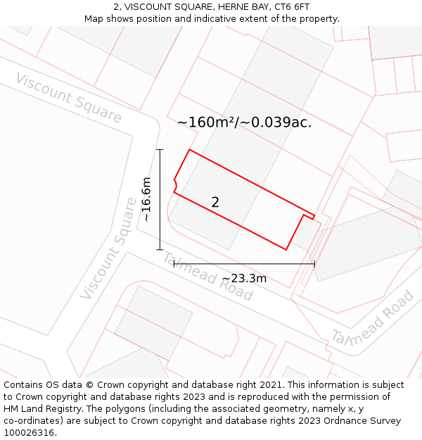 2, VISCOUNT SQUARE, HERNE BAY, CT6 6FT: Plot and title map