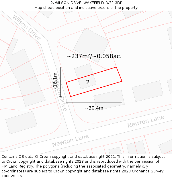 2, WILSON DRIVE, WAKEFIELD, WF1 3DP: Plot and title map