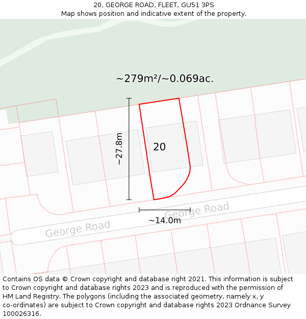 20, GEORGE ROAD, FLEET, GU51 3PS: Plot and title map