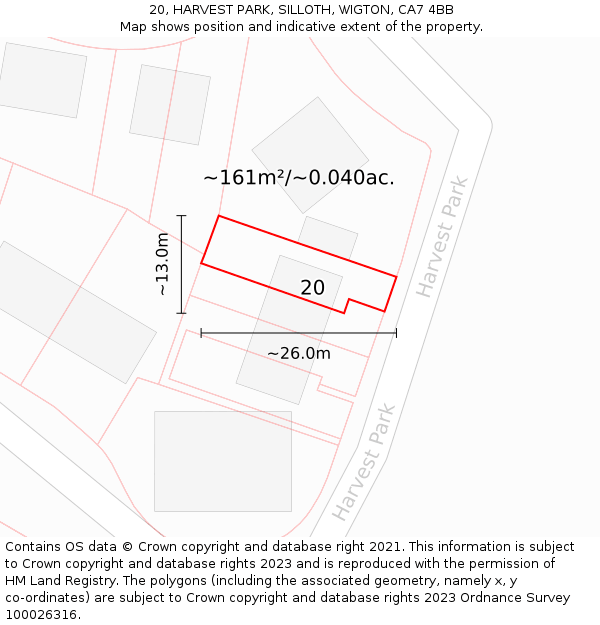 20, HARVEST PARK, SILLOTH, WIGTON, CA7 4BB: Plot and title map