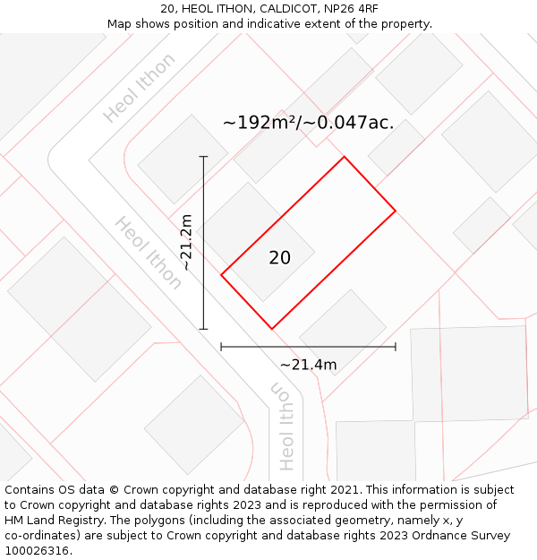 20, HEOL ITHON, CALDICOT, NP26 4RF: Plot and title map