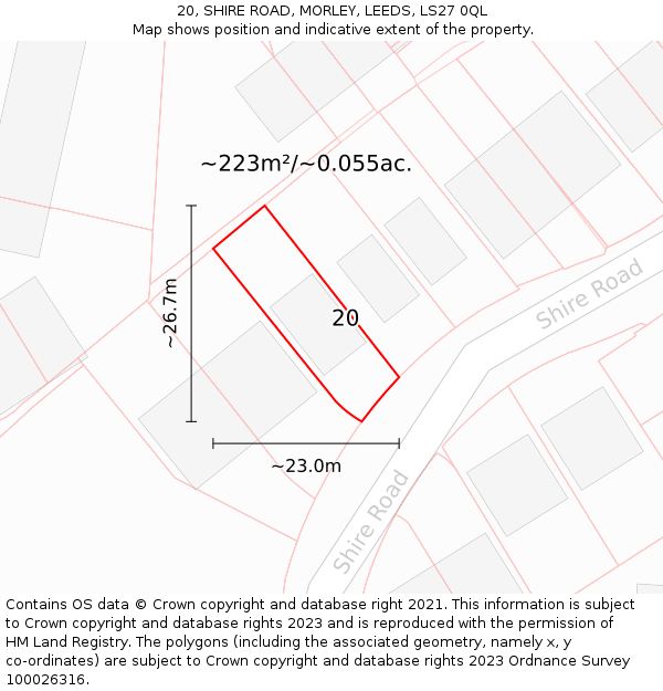20, SHIRE ROAD, MORLEY, LEEDS, LS27 0QL: Plot and title map