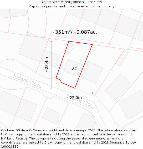 20, TRIDENT CLOSE, BRISTOL, BS16 6TS: Plot and title map