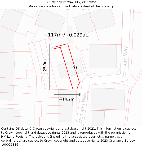 20, WENSUM WAY, ELY, CB6 2WZ: Plot and title map