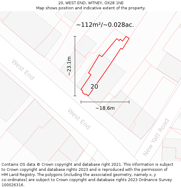 20, WEST END, WITNEY, OX28 1NE: Plot and title map