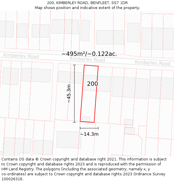 200, KIMBERLEY ROAD, BENFLEET, SS7 1DR: Plot and title map