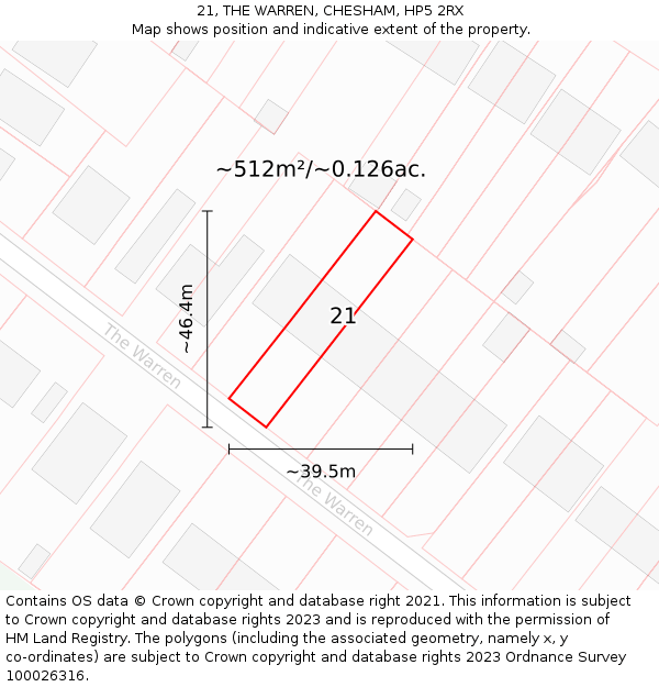 21, THE WARREN, CHESHAM, HP5 2RX: Plot and title map