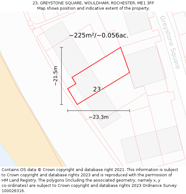 23, GREYSTONE SQUARE, WOULDHAM, ROCHESTER, ME1 3FP: Plot and title map