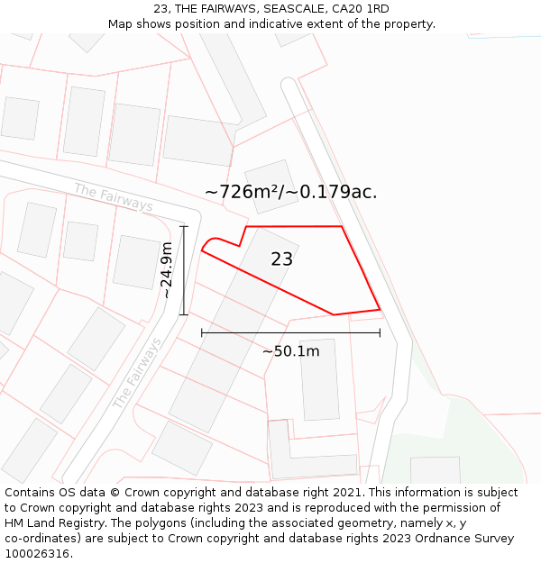 23, THE FAIRWAYS, SEASCALE, CA20 1RD: Plot and title map