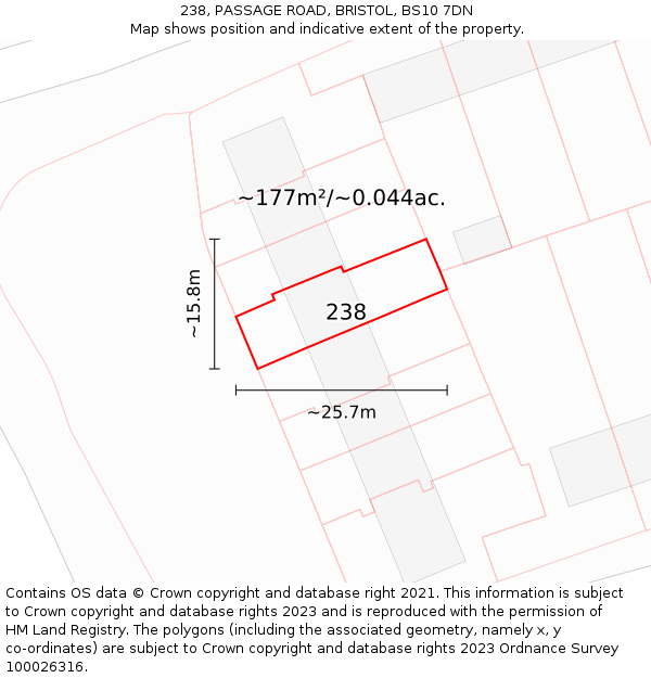 238, PASSAGE ROAD, BRISTOL, BS10 7DN: Plot and title map