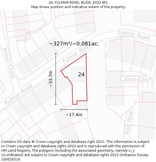 24, FULMAR ROAD, BUDE, EX23 8FL: Plot and title map