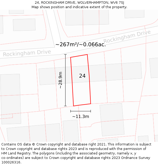 24, ROCKINGHAM DRIVE, WOLVERHAMPTON, WV6 7SJ: Plot and title map