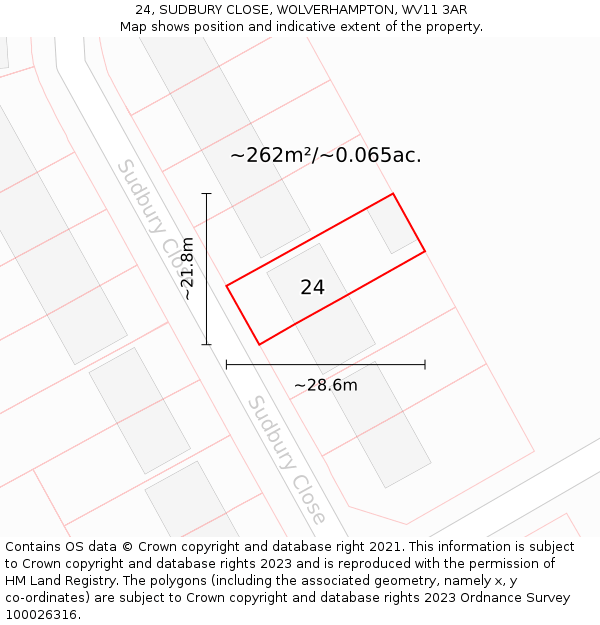 24, SUDBURY CLOSE, WOLVERHAMPTON, WV11 3AR: Plot and title map