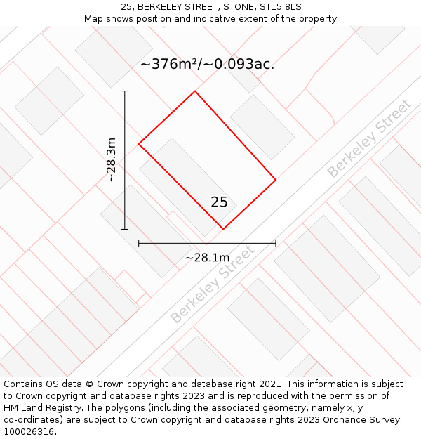 25, BERKELEY STREET, STONE, ST15 8LS: Plot and title map