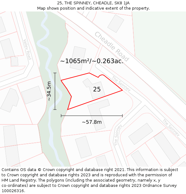 25, THE SPINNEY, CHEADLE, SK8 1JA: Plot and title map