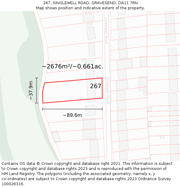 267, SINGLEWELL ROAD, GRAVESEND, DA11 7RN: Plot and title map
