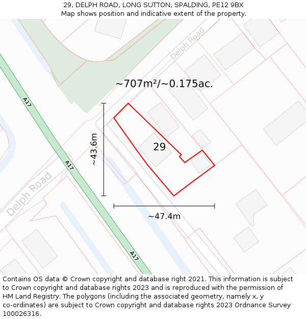 29, DELPH ROAD, LONG SUTTON, SPALDING, PE12 9BX: Plot and title map