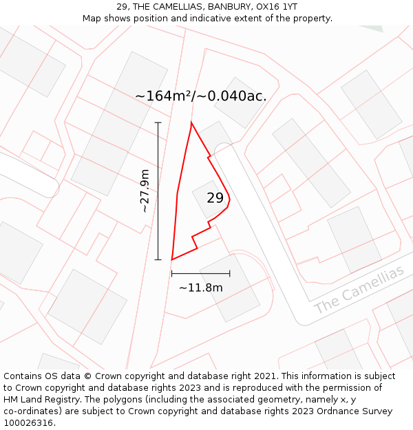 29, THE CAMELLIAS, BANBURY, OX16 1YT: Plot and title map