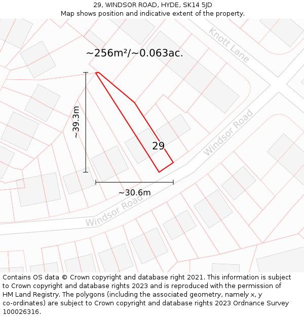 29, WINDSOR ROAD, HYDE, SK14 5JD: Plot and title map