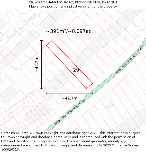 29, WOLVERHAMPTON ROAD, KIDDERMINSTER, DY10 2UT: Plot and title map