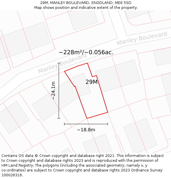 29M, MANLEY BOULEVARD, SNODLAND, ME6 5SD: Plot and title map