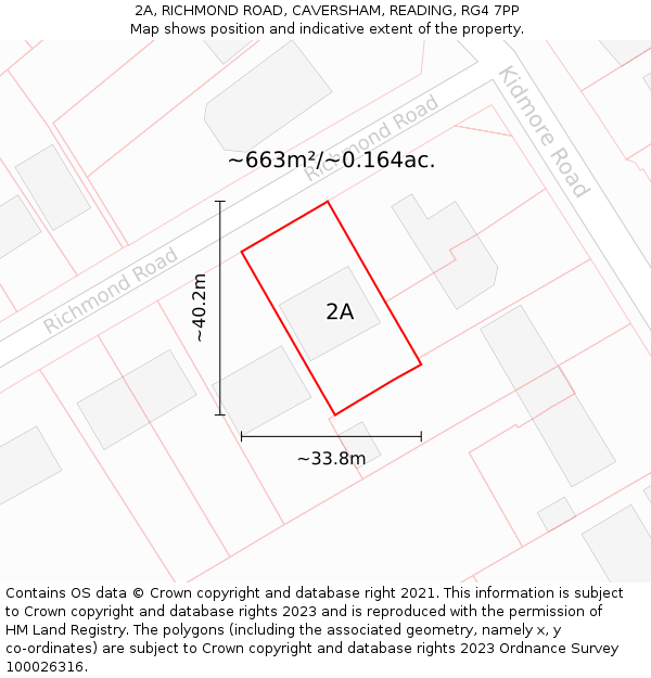 2A, RICHMOND ROAD, CAVERSHAM, READING, RG4 7PP: Plot and title map