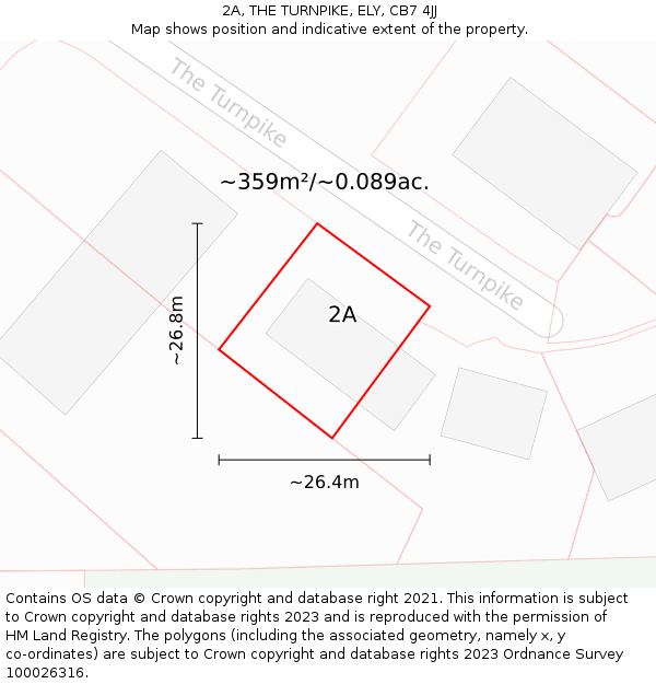 2A, THE TURNPIKE, ELY, CB7 4JJ: Plot and title map