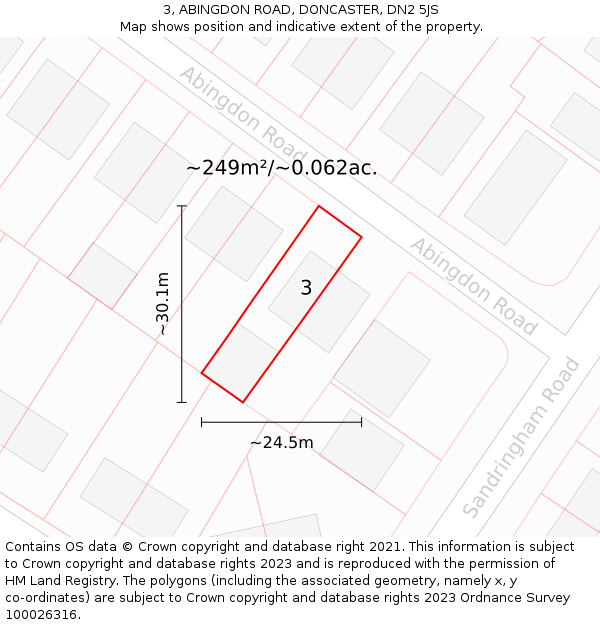 3, ABINGDON ROAD, DONCASTER, DN2 5JS: Plot and title map
