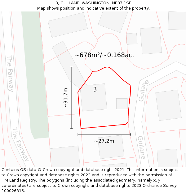 3, GULLANE, WASHINGTON, NE37 1SE: Plot and title map