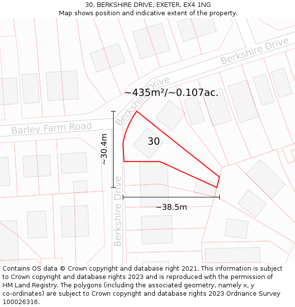 30, BERKSHIRE DRIVE, EXETER, EX4 1NG: Plot and title map
