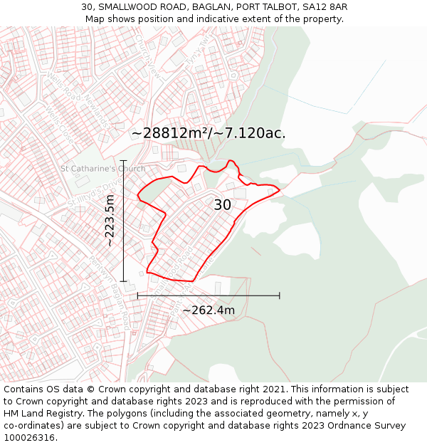 30, SMALLWOOD ROAD, BAGLAN, PORT TALBOT, SA12 8AR: Plot and title map