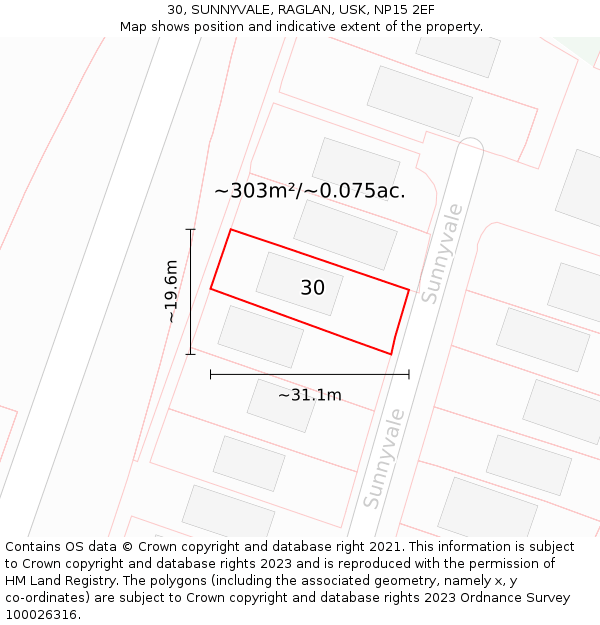 30, SUNNYVALE, RAGLAN, USK, NP15 2EF: Plot and title map