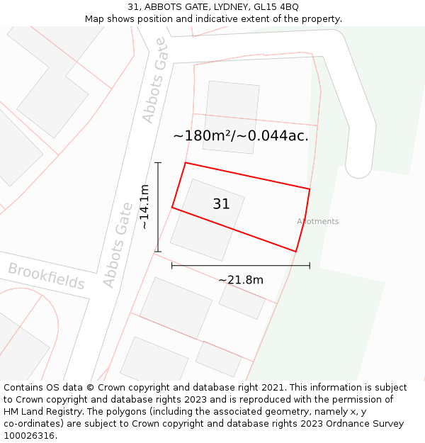 31, ABBOTS GATE, LYDNEY, GL15 4BQ: Plot and title map