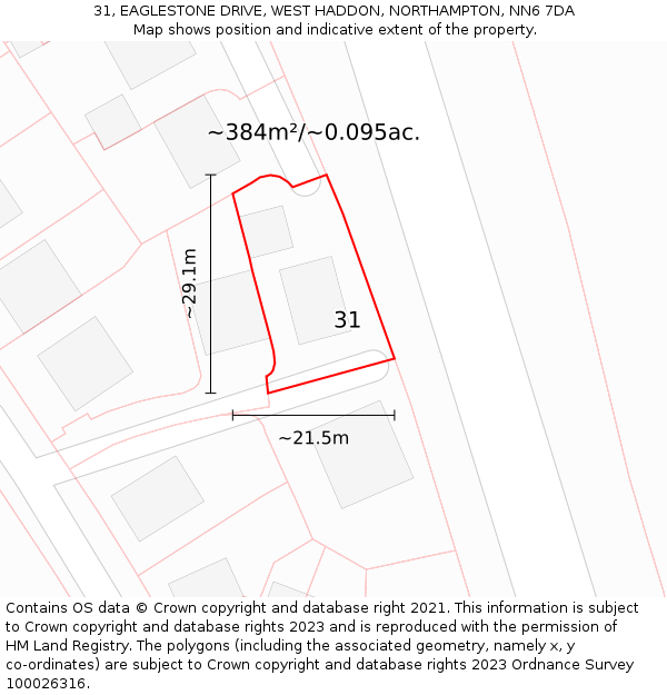 31, EAGLESTONE DRIVE, WEST HADDON, NORTHAMPTON, NN6 7DA: Plot and title map